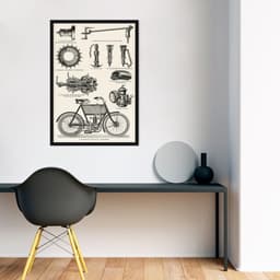 Quadro Peças de Motocicleta de 1894 86x60 Caixa Preto