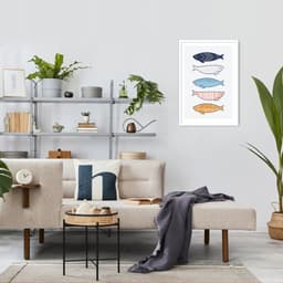 Quadro Peixinhos Coloridos 60x43 Caixa Branco