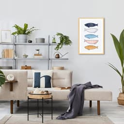 Quadro Peixinhos Coloridos 60x43 Caixa Marfim