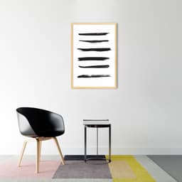 Quadro Pinceladas Pretas 60x43 Caixa Marfim