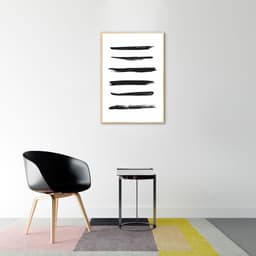 Quadro Pinceladas Pretas 60x43 Filete Marfim