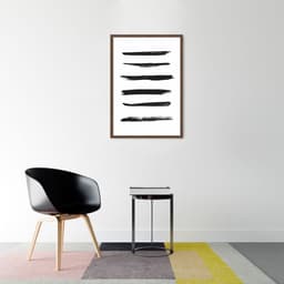 Quadro Pinceladas Pretas 86x60 Caixa Marrom