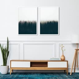 Quadro Pinheiros Neblina França 142x100 2-100x70 Caixa Branco