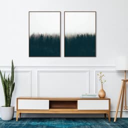 Quadro Pinheiros Neblina França 142x100 2-100x70 Filete Marrom