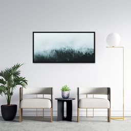 Quadro Pinheiros com névoa Grécia 100x50 Caixa Preto