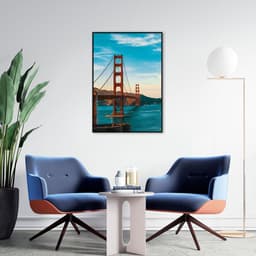 Quadro Ponte Golden Gate Bridge 100x70 Filete Preto
