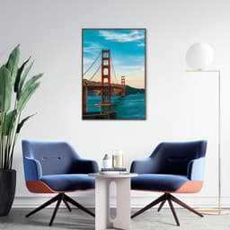 Quadro Ponte Golden Gate Bridge 43x30 Filete Marrom