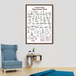 Quadro Posições Yoga Asanas Chart 43x30 Caixa Marrom