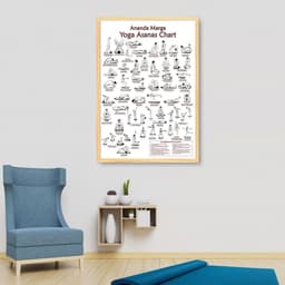 Quadro Posições Yoga Asanas Chart 60x43 Caixa Marfim