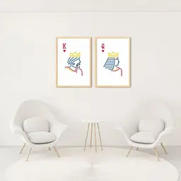 Quadro Rei e Rainha Carta Minimalista 142x100 2-100x70 Caixa Marfim