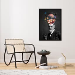 Quadro Sigmund Freud Head Explosion 100x70 Caixa Preto