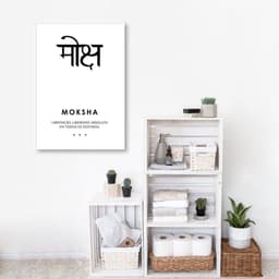 Quadro Significado Sanscrito Moksha 100x70 Filete Branco