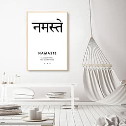 Quadro Significado Sanscrito Namaste 100x70 Filete Marfim