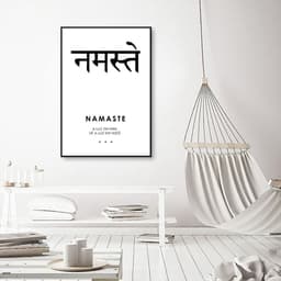 Quadro Significado Sanscrito Namaste 60x43 Filete Preto