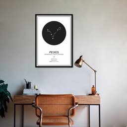 Quadro Signos do Zodíaco 60x43 Caixa Preto Peixes