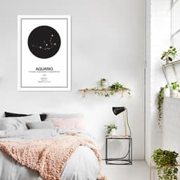 Quadro Signos do Zodíaco Aquário 43x30 Caixa Branco