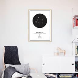 Quadro Signos do Zodíaco Gêmeos 60x43 Filete Marfim