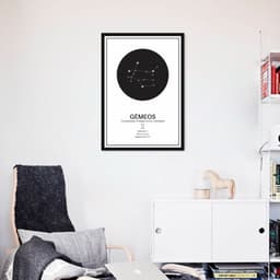 Quadro Signos do Zodíaco Gêmeos 86x60 Caixa Preto