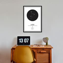 Quadro Signos do Zodíaco Leão 60x43 Caixa Preto