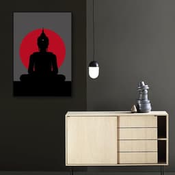 Quadro Silhueta Buda Meditando 43x30 Filete Preto