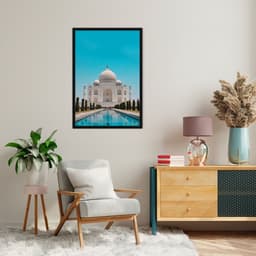 Quadro Taj Mahal India 100x70 Caixa Preto