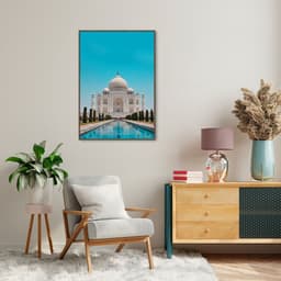 Quadro Taj Mahal India 100x70 Filete Marrom