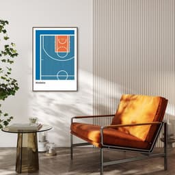 Quadro Tipos de Quadra Basquete 60x43 Filete Marrom