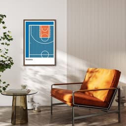 Quadro Tipos de Quadra Basquete 86x60 Caixa Marrom