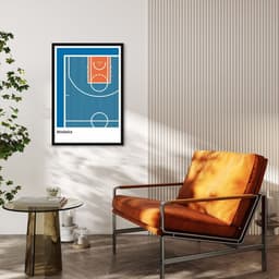 Quadro Tipos de Quadra Basquete 86x60 Caixa Preto