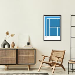 Quadro Tipos de Quadra Tênis AO 60x43 Caixa Preto