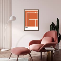 Quadro Tipos de Quadra Tênis RG 43x30 Caixa Marrom