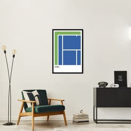 Quadro Tipos de Quadra Tênis USO 100x70 Caixa Preto