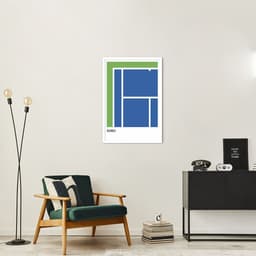 Quadro Tipos de Quadra Tênis USO 43x30 Caixa Branco