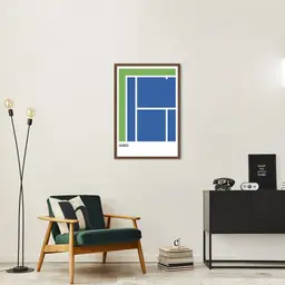 Quadro Tipos de Quadra Tênis USO 86x60 Caixa Marrom