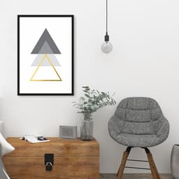 Quadro Triângulo Escandinavo 86x60 Caixa Preto