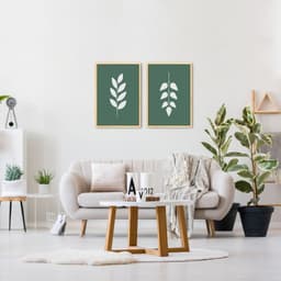 Quadro Up Folhas Escandinavas 142 x 100 2-100x70 Caixa Marfim