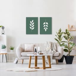 Quadro Up Folhas Escandinavas 88x60 2-60x43 Sem Moldura