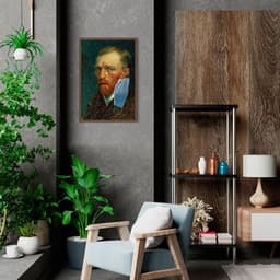 Quadro Van Gogh de Máscara Pandemia 86x60 Caixa Marrom