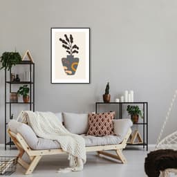 Quadro Vaso Boho 43x30 Filete Preto