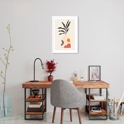 Quadro Vaso Boho Salmão 100x70 Caixa Branco