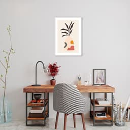 Quadro Vaso Boho Salmão 43x30 Filete Branco