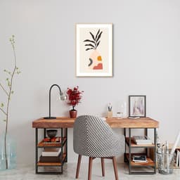 Quadro Vaso Boho Salmão 43x30 Filete Marfim