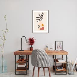 Quadro Vaso Boho Salmão 43x30 Filete Marrom