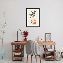 Quadro Vaso Boho Salmão 60x43 Caixa Preto