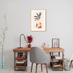 Quadro Vaso Boho Salmão 86x60 Caixa Marfim