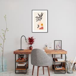 Quadro Vaso Boho Salmão 86x60 Filete Preto