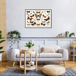 Quadro Vintage Borboletas II 100x70 Filete Preto