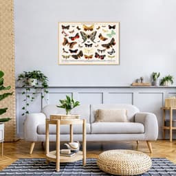 Quadro Vintage Borboletas II 86x60 Filete Marfim