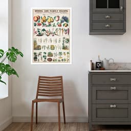 Quadro Vintage Botânica Alimentos 60x43 Caixa Branco