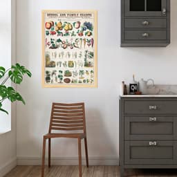 Quadro Vintage Botânica Alimentos 60x43 Caixa Marfim